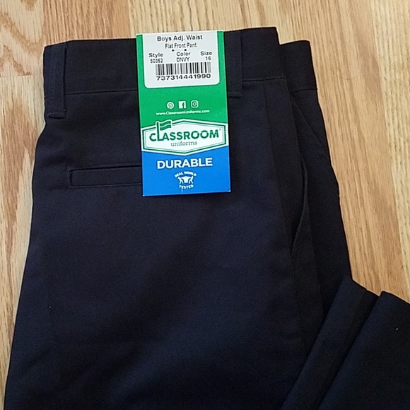 Classroom Uniforms Adj. Waist Flat Front Pant Nwt - Picture 2 of 2